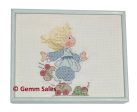 Precious Moments Vintage Cross Stich Finished Piece Girl on Skates Framed (1995) Fashion