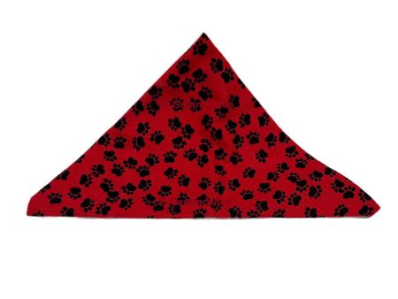 Dog Bandana with Black Paw Prints Bandana - Red Discount