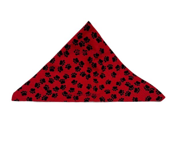 Dog Bandana with Black Paw Prints Bandana - Red Discount