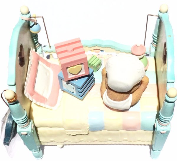 Enesco Music Box Crib Brahms Lullaby - 1997 Priscilla Hillman Online Sale