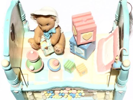 Enesco Music Box Crib Brahms Lullaby - 1997 Priscilla Hillman Online Sale