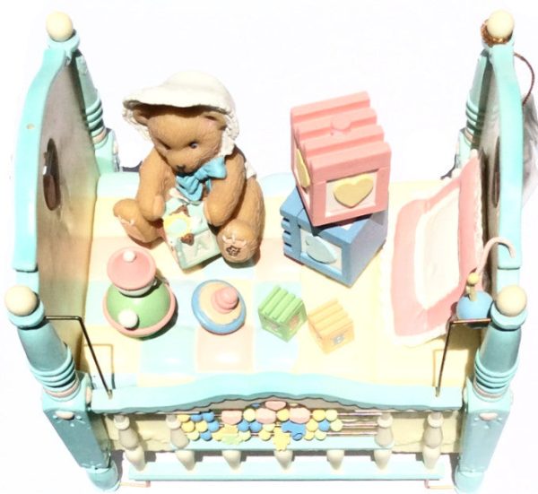 Enesco Music Box Crib Brahms Lullaby - 1997 Priscilla Hillman Online Sale