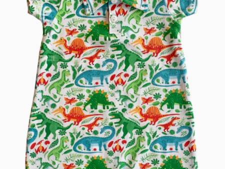 AnnLoren Dinosaur Short Sleeve Collar Baby Toddler Boys Romper Supply