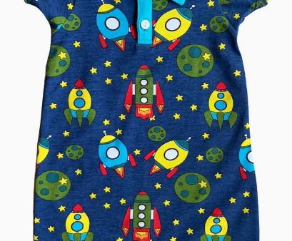 AnnLoren Spaceship Short Sleeve Baby Toddler Boys Romper Hot on Sale