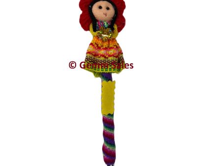 Authentic Ecuador Cuenca Serrana Native Doll Pen - Holding a Flower Online now